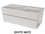 Meuble avec vasque Solid-Surface, finition bois ou couleurs, deux tiroirs à onglet, Largeur 120 et 140 cm, P. 45 cm, Hauteur 56 cm, Stock disponible, LIVRAISON OFFERTE